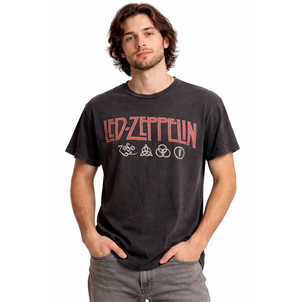 Led Zeppelin Graphic Band Tee Black Symbols Logo T-Shirt Men’s M Cotton Rock